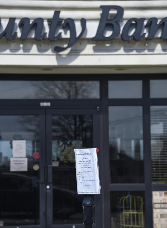 County Bank is doing all business using the drive-through; lobbies are closed. DENY HOWETH PHOTO